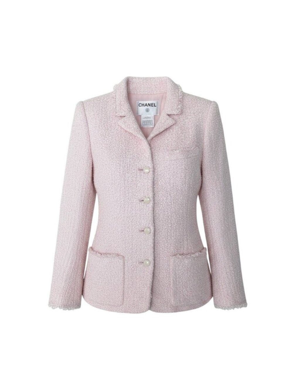 Chanel 04c Fancy Tweed Tailored Jacket CC Logo 40 Pink